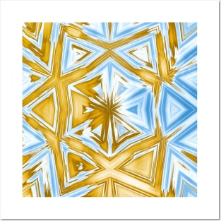 Bold abstract kaleidoscope in blue and beige Posters and Art